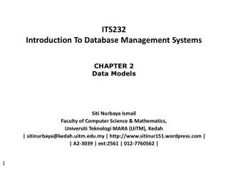 ITS232 Introduction To Database Management Systems