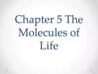 Chapter 5 The Molecules of Life