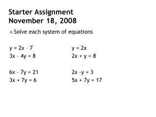 Starter Assignment November 18, 2008