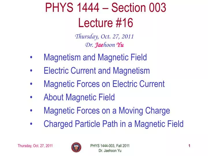 phys 1444 section 003 lecture 16