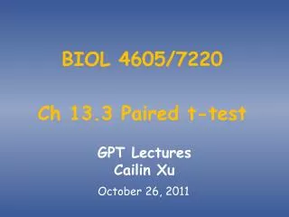 BIOL 4605/7220 Ch 13.3 Paired t-test