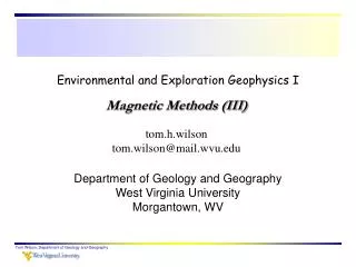 Environmental and Exploration Geophysics I