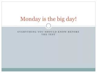Monday is the big day!