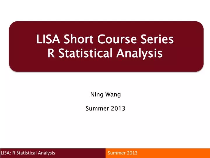 lisa short course series r statistical analysis