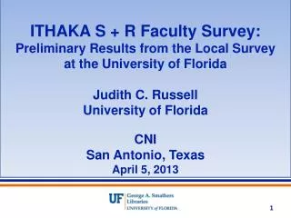 ITHAKA S + R Faculty Survey: