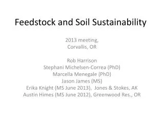 Feedstock and Soil Sustainability