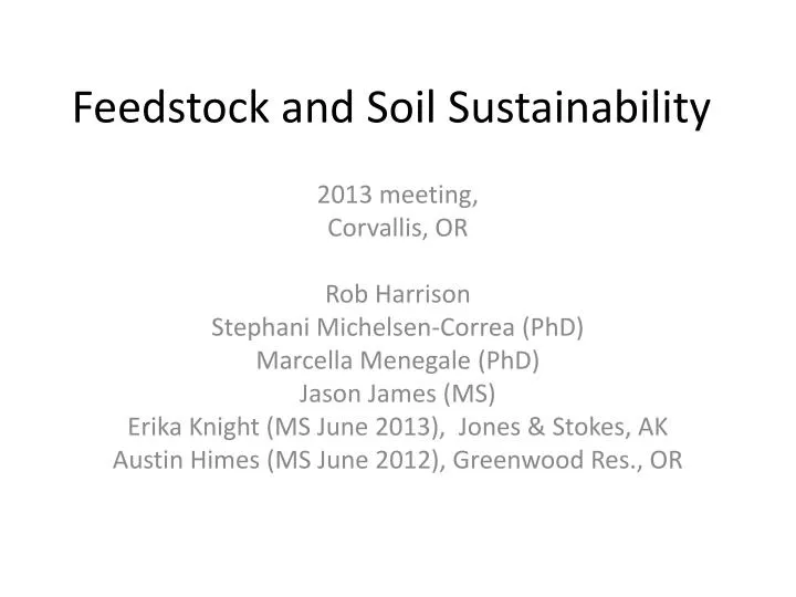 feedstock and soil sustainability