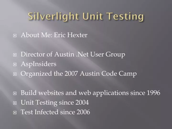 silverlight unit testing