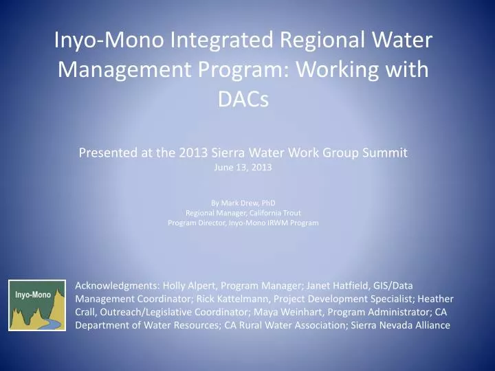 inyo mono integrated regional water management program working with dacs