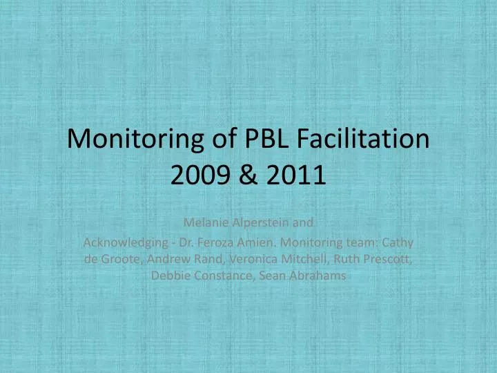monitoring of pbl facilitation 2009 2011