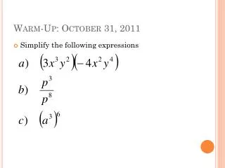 warm up october 31 2011