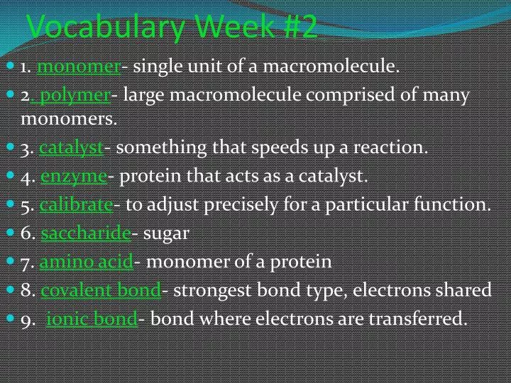 vocabulary week 2