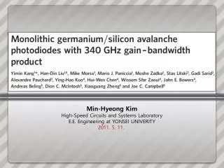 Min- Hyeong Kim High-Speed Circuits and Systems Laboratory E.E. Engineering at YONSEI UNIVERITY