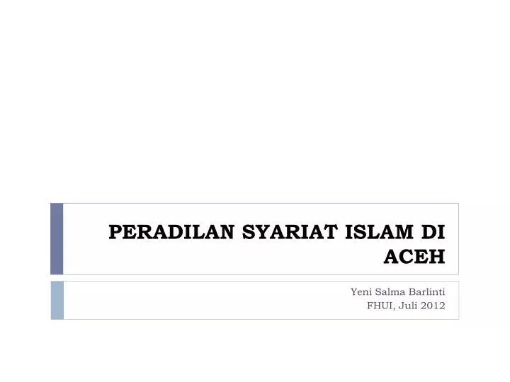 peradilan syariat islam di aceh