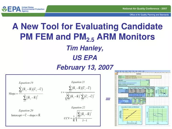 a new tool for evaluating candidate pm fem and pm 2 5 arm monitors
