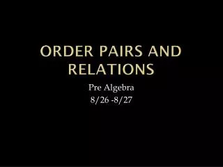 Order Pairs and Relations