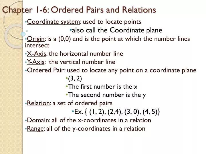 chapter 1 6 ordered pairs and relations
