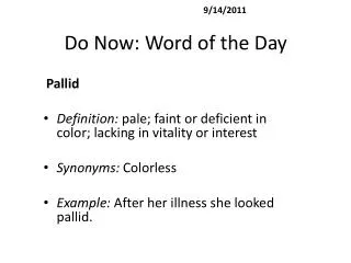 Do Now: Word of the Day