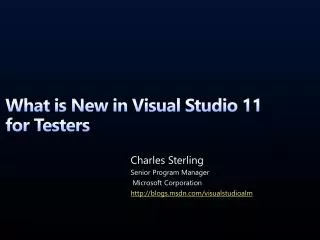 What is New in Visual Studio 11 for Testers
