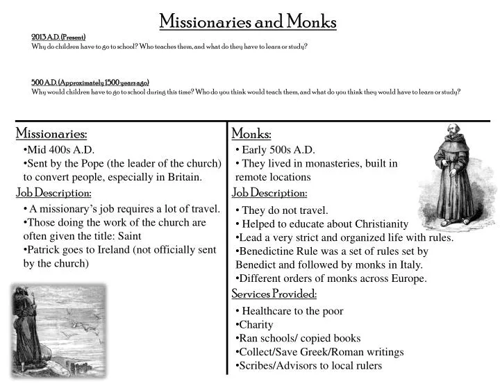 missionaries and monks
