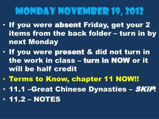 Monday November 19, 2012