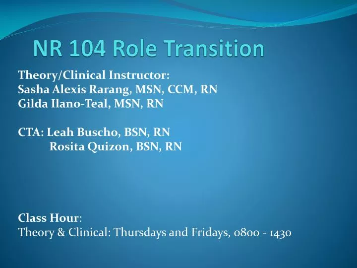 nr 104 role transition