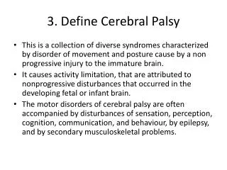 3. Define Cerebral Palsy