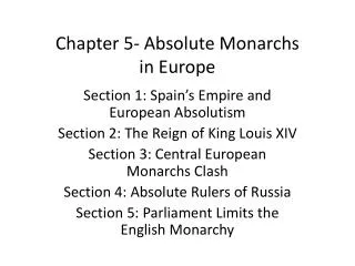 Chapter 5- Absolute Monarchs in Europe