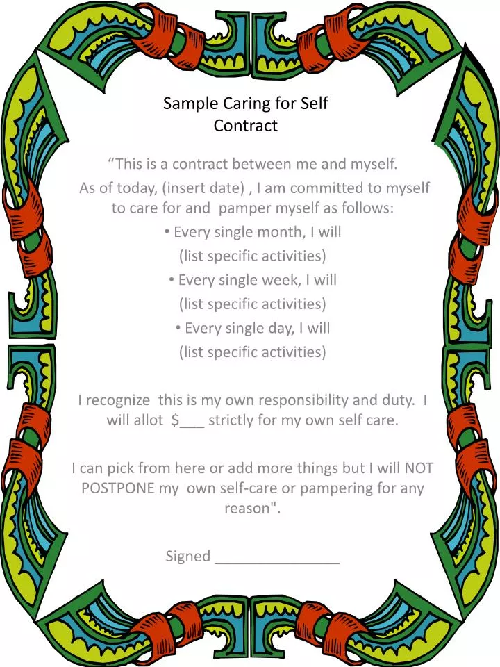 sample caring for self contract