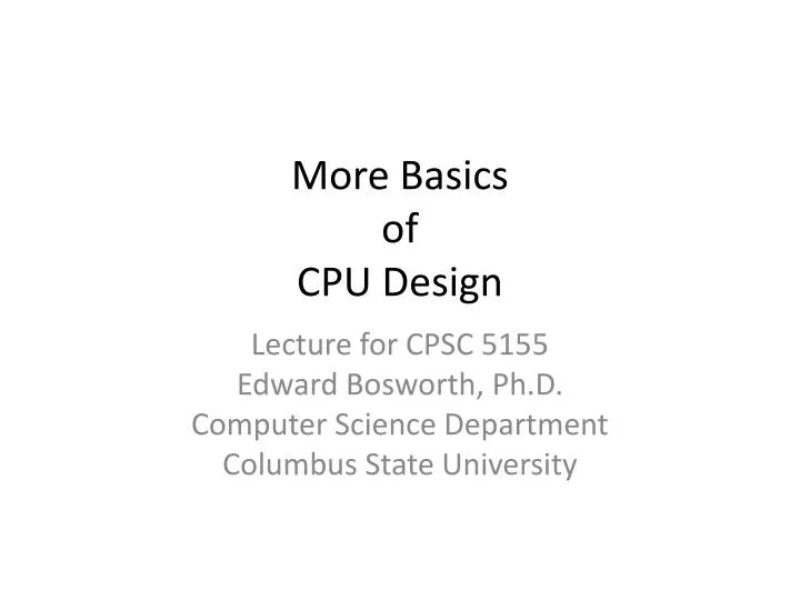 more basics of cpu design