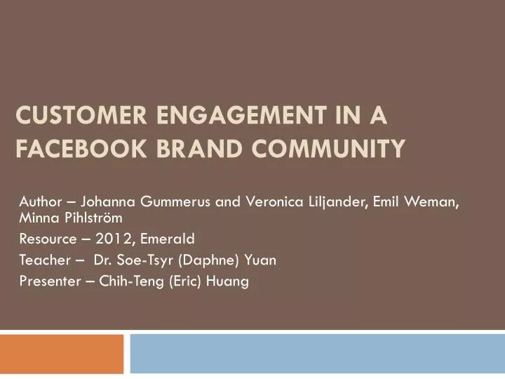 customer engagement in a facebook brand community