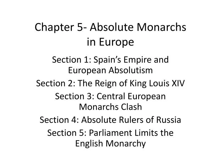 chapter 5 absolute monarchs in europe