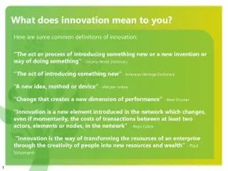 What does innovation mean to you?