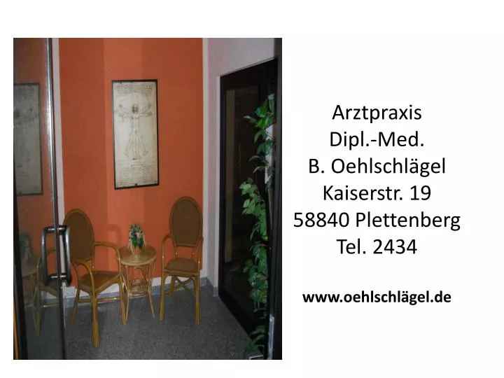 arztpraxis dipl med b oehlschl gel kaiserstr 19 58840 plettenberg tel 2434 www oehlschl gel de