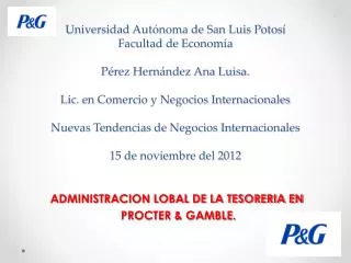 administracion lobal de la tesoreria en procter gamble