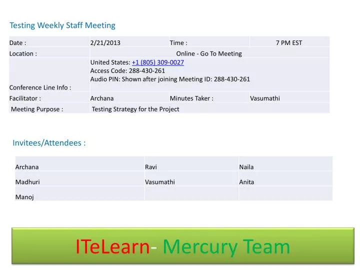 itelearn mercury team