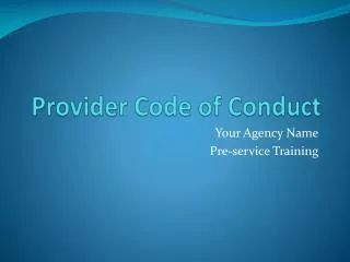 Provider Code of Conduct