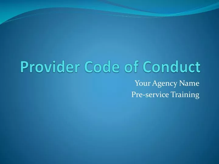provider code of conduct