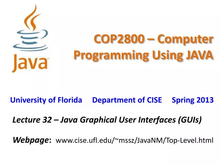 cop2800 computer programming using java