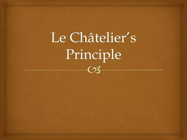 le ch telier s principle