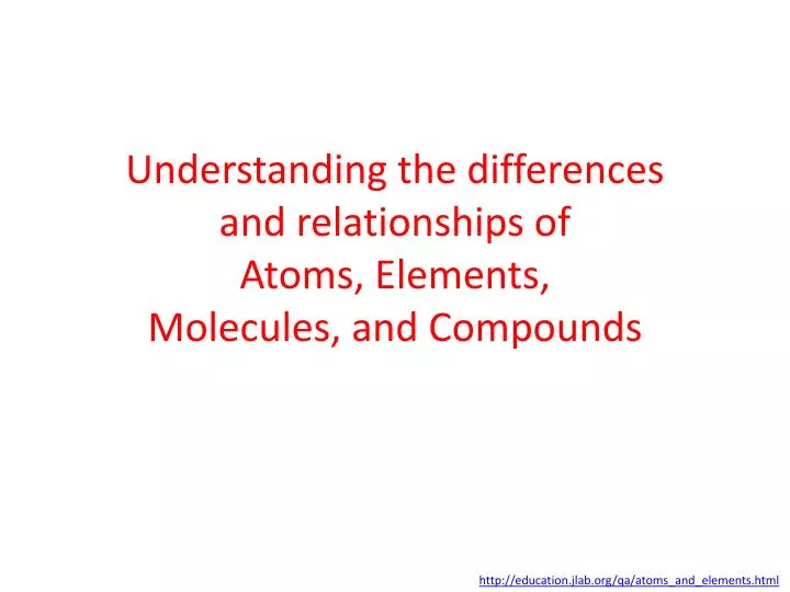 understanding the differences and relationships of atoms elements molecules and compounds