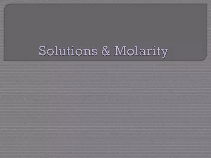 solutions molarity