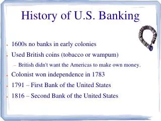 History of U.S. Banking