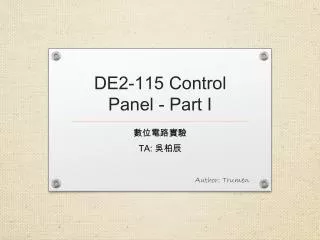 DE2-115 Control Panel - Part I
