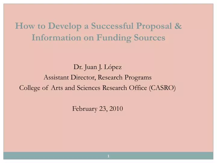 how to develop a successful proposal information on funding sources
