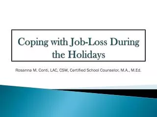 Coping with Job-Loss During the Holidays