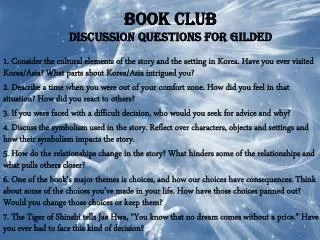 Book Club Discussion Questions for GILDED