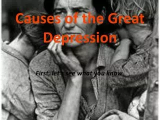 Causes of the Great Depression