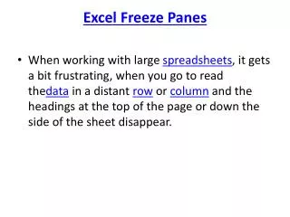 Excel Freeze Panes