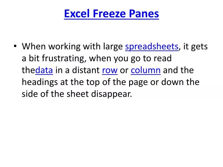 excel freeze panes